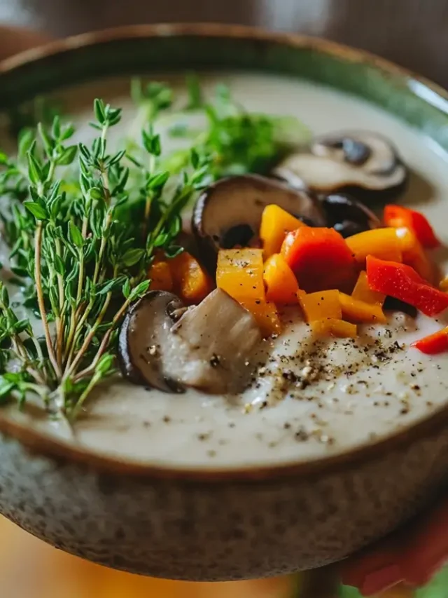 Vegan Mushroom Soup In A Bowl
