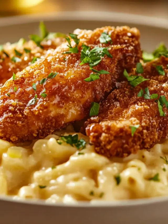 Honey Chicken With Mac And Cheese Dish