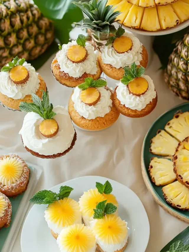 Tropical Pineapple Dessert Table