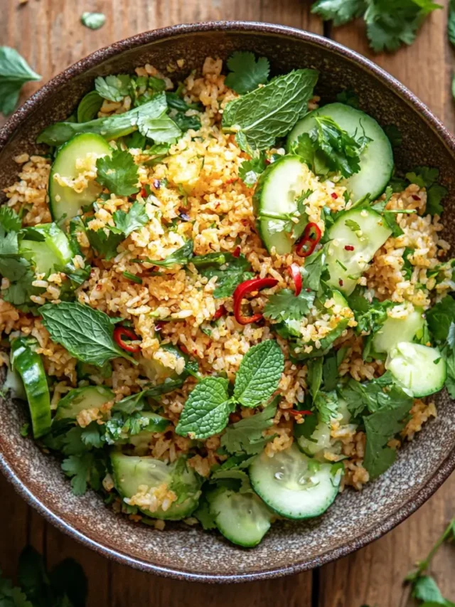 Crispy Rice Salad In Ceramic Bowl